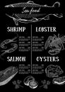 Vector illustration, design for a seafood restaurant menu Royalty Free Stock Photo