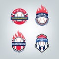 Vector design set of Baseball sport team logo Royalty Free Stock Photo