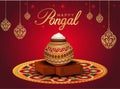 PrintVector illustration design of Tamil nadu festival of Happy Pongal celebration. red background