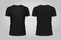 Vector illustration of design template black men T-shirt, front and back on a light background. Contains Royalty Free Stock Photo