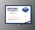 Vector template for certificate of football training academy