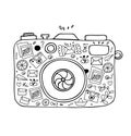 Vector illustration of detailed isolated image of camera