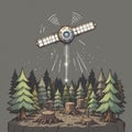 Deforestation Monitoring Icon â Satellite Observing Forest Health and Land Use Royalty Free Stock Photo
