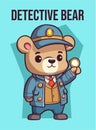 Vector Illustration, Detective Bear, Animal Clipart