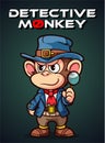 Vector Illustration, Detective Monkey, Animal Clipart