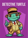 Vector Illustration, Detective Turtle, Animal Clipart