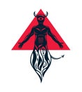 Vector illustration of a devil, mystic evil spirit. Human being