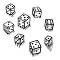 Vector illustration of dice on the white background sketch Royalty Free Stock Photo