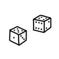 Vector illustration of dices. Two cube silhouettes hand drawn illustration. Ink pen sketch style Royalty Free Stock Photo