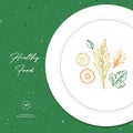 Diet food plate illustration. Weight loss design template. Vector illustration