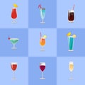Different Cocktail Types Vector Illustration. Royalty Free Stock Photo