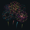 Vector illustration with different colorful fireworks Royalty Free Stock Photo