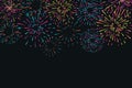 Vector illustration with different colorful fireworks Royalty Free Stock Photo
