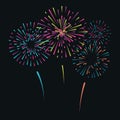 Vector illustration with different colorful fireworks Royalty Free Stock Photo