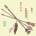 Vector illustration of different ethnic arrows with feathers