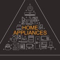 Vector illustration of different home appliances. Banner for your company or store.