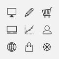 vector illustration of different icon on grey background Royalty Free Stock Photo