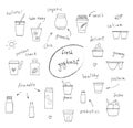 Vector illustration of different kinds of yoghurt