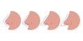 Vector illustration different types female noses