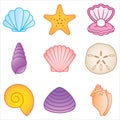 Vector shells set Royalty Free Stock Photo