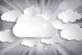 Vector illustration of different white paper clouds set with sun Royalty Free Stock Photo