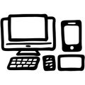 Vector Illustration of Digital Devices Desktop Tablet Smartphone for Tech Design Royalty Free Stock Photo