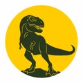 Tyrannosaurus on the background of the sunset sun icon