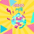 Disco ball icon. Disco party poster Royalty Free Stock Photo