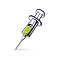 Vector illustration of disposable syringe isolated background. Get your flu shot marketing theme