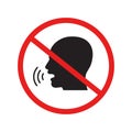 Vector illustration of do not talk sign. Royalty Free Stock Photo