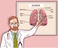 Vector illustration of a Doctor explaining the lungs