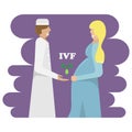 Vector illustration of the doctor and pregnant after extracorporeal