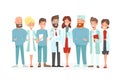 Vector illustration of doctors team. Happy and smile medical workers isolated on a white background. Hospital staff in Royalty Free Stock Photo