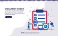 Vector illustration of document check & business report concept with tiny people. Illustration for landing page, social media Royalty Free Stock Photo