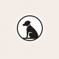 Black silhouette, tattoo of a dog in a circle on white background. Vector Royalty Free Stock Photo