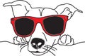 Vector illustration dog face with sunglasses black and white Royalty Free Stock Photo