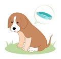 Vector illustration dog feels good after collar against ticks. Puppy protection