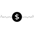 Vector illustration of dollar one line drawing, minimalism art. Fluctuation in the exchange rate of the dollar Royalty Free Stock Photo