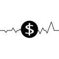 Vector illustration of dollar one line drawing, minimalism art. Fluctuation in the exchange rate of the dollar Royalty Free Stock Photo