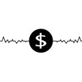 Vector illustration of dollar one line drawing, minimalism art. Fluctuation in the exchange rate of the dollar Royalty Free Stock Photo