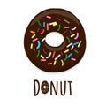 Vector illustration of donut in chocolate glaze on a white Royalty Free Stock Photo