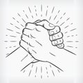 Doodle Urban Soul Handshake Handdrawing Sketch Thumb Clasp Vector