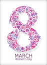 Vector illustration of doodle, zenart, zentangl figure eight with flowers. International Women`s Day March 8. Coloring Royalty Free Stock Photo