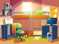 Vector illustration of dorm room with furniture