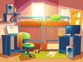 Vector illustration of dorm room with furniture Royalty Free Stock Photo