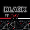 Vector illustration with dotted Black Friday sale inscription in red and white. Design template for banner or poster for sale.