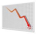 Vector illustration of a downward arrow symbolizing economic decline, recession