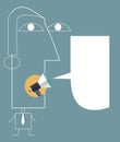 Vector illustration-Drawing Businessman speaking through megaphone with speech bubble