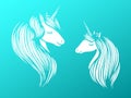 vector illustration drawing. Cute unicorn graphic print isolated on white background. Head portrait horse sticker, patch