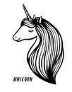 vector illustration drawing. Cute unicorn graphic print isolated on white background. Head portrait horse sticker, patch Royalty Free Stock Photo